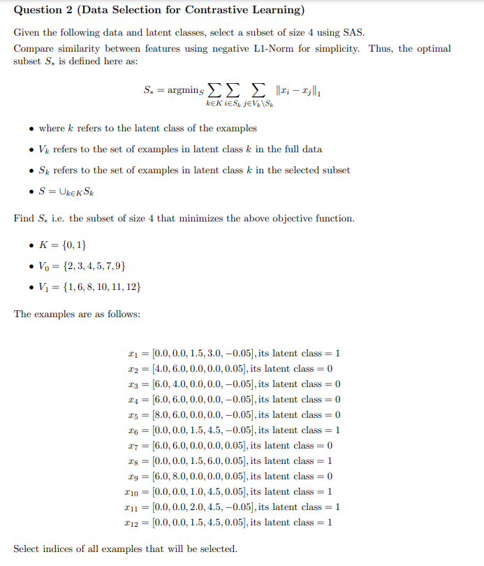 Question 2 ( Data Selection for Contrastive