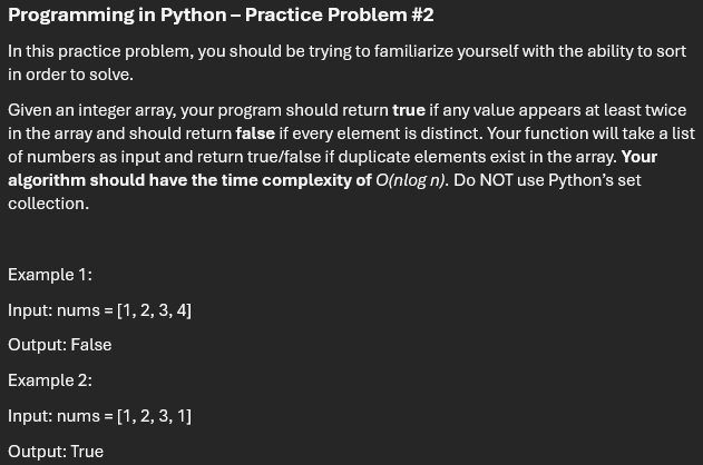 Programming in Python - Practice Problem # 2 In