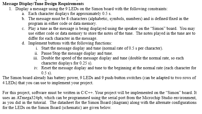 Message Display / Tune Design Requirements 1 .