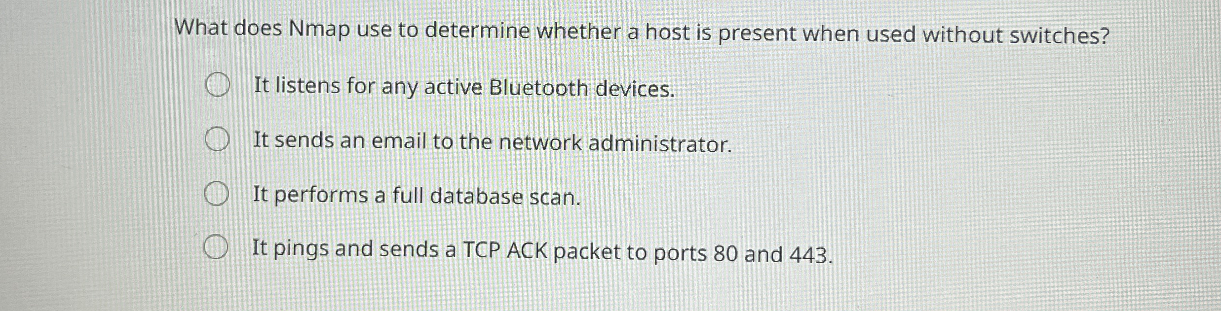 What does Nmap use to determine whether a host is