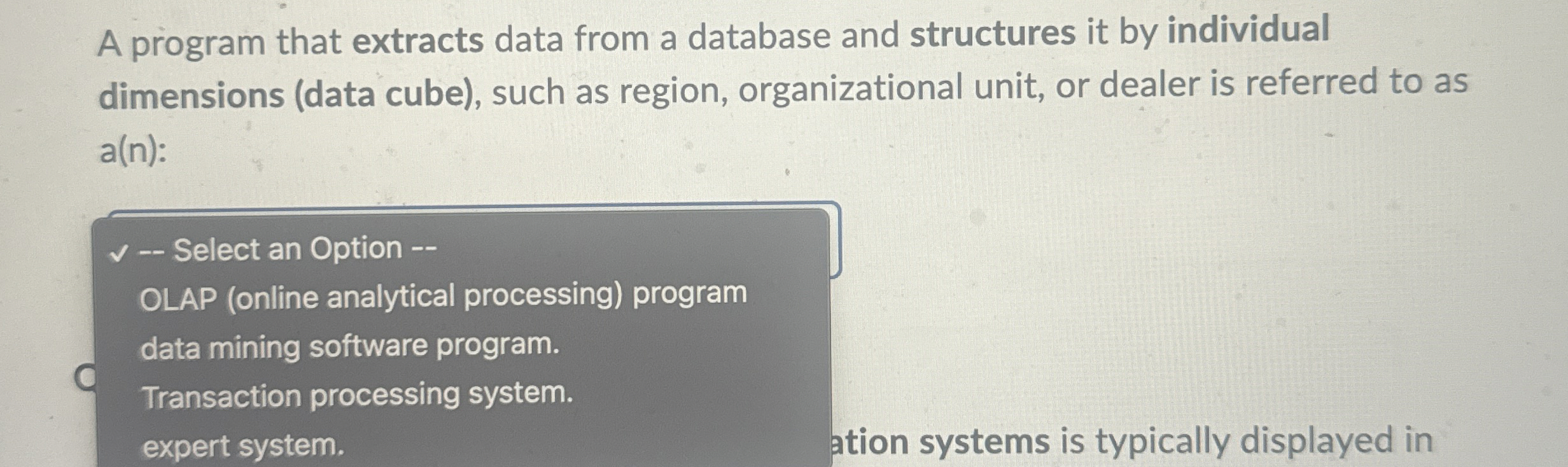 A program that extracts data from a database and