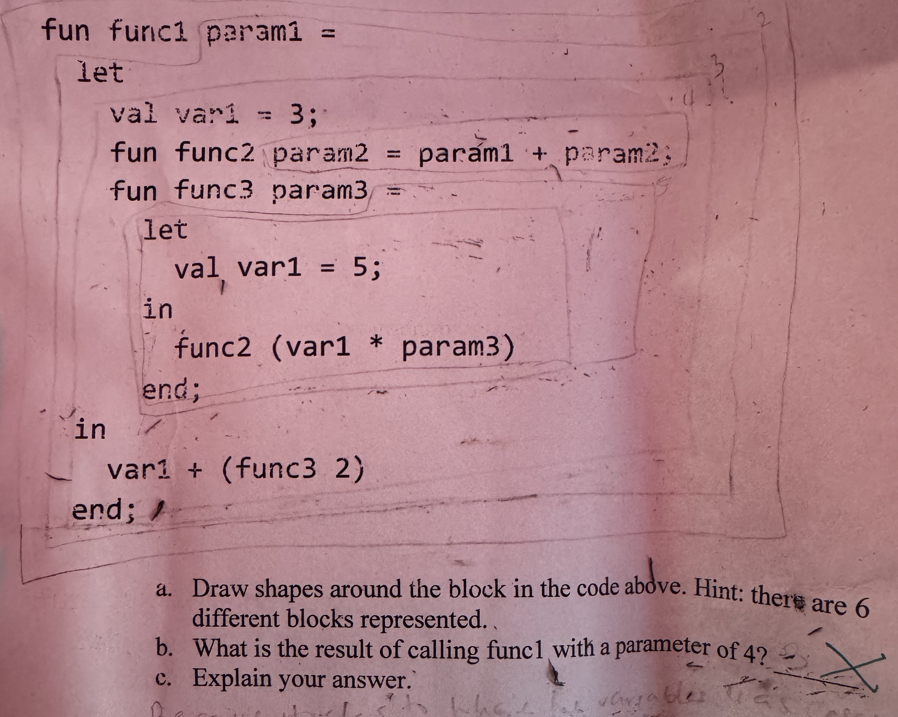 a . Draw shapes around the block in the code