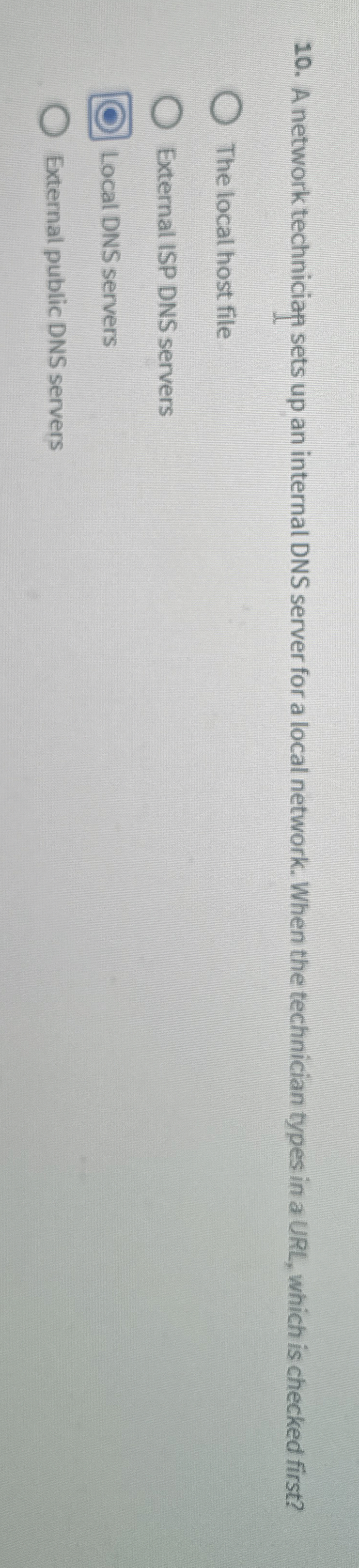 A network techniciap sets up an internal DNS