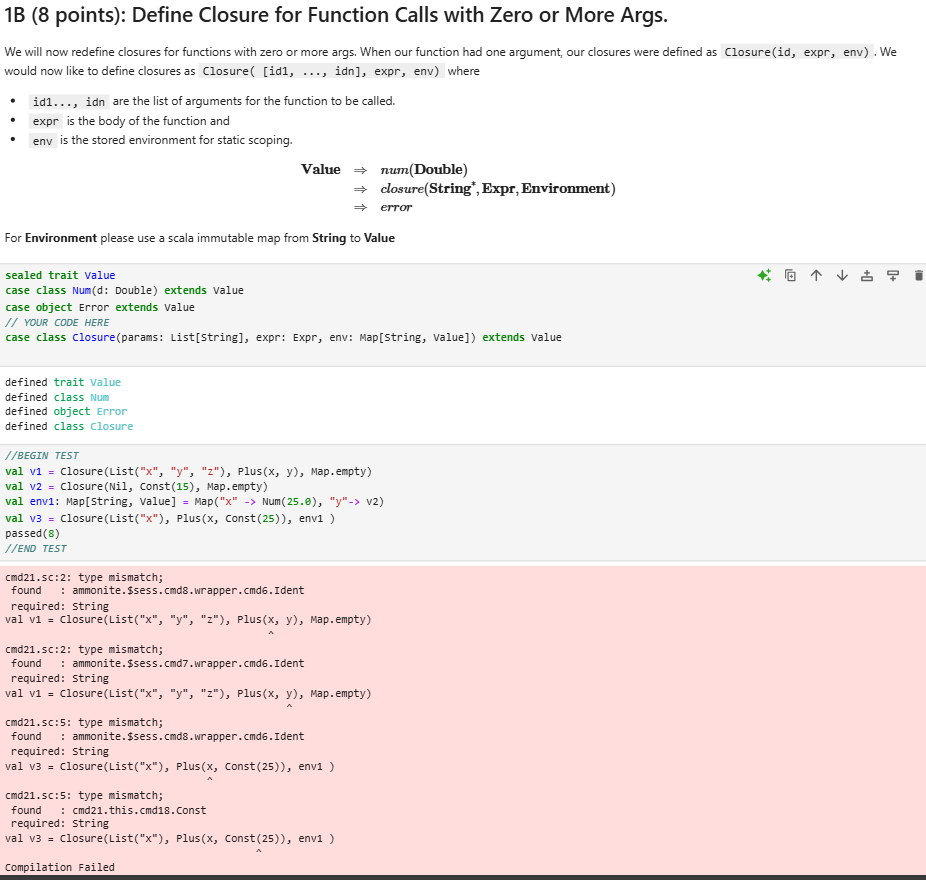 1 B ( 8 points ) : Define Closure for Function