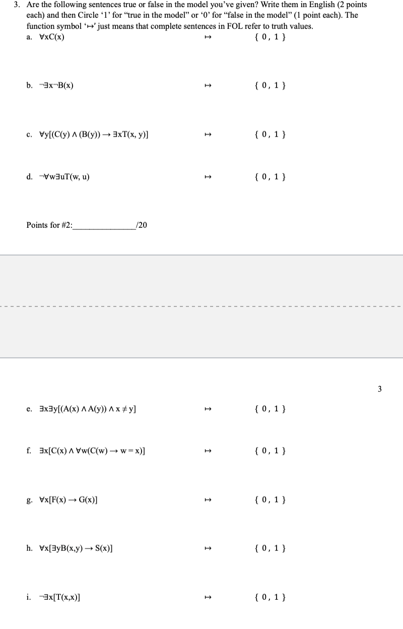 Are the following sentences true or false in the