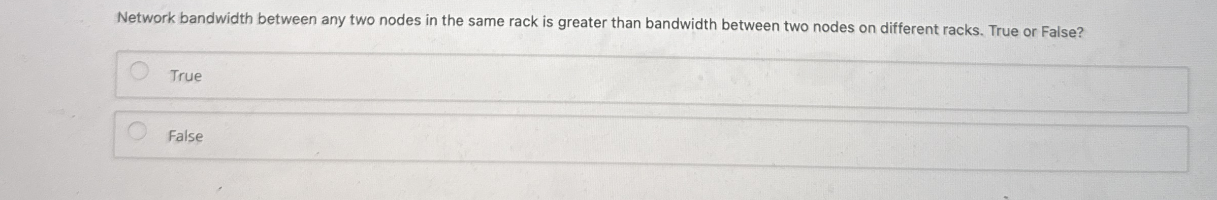 Network bandwidth between any two nodes in the