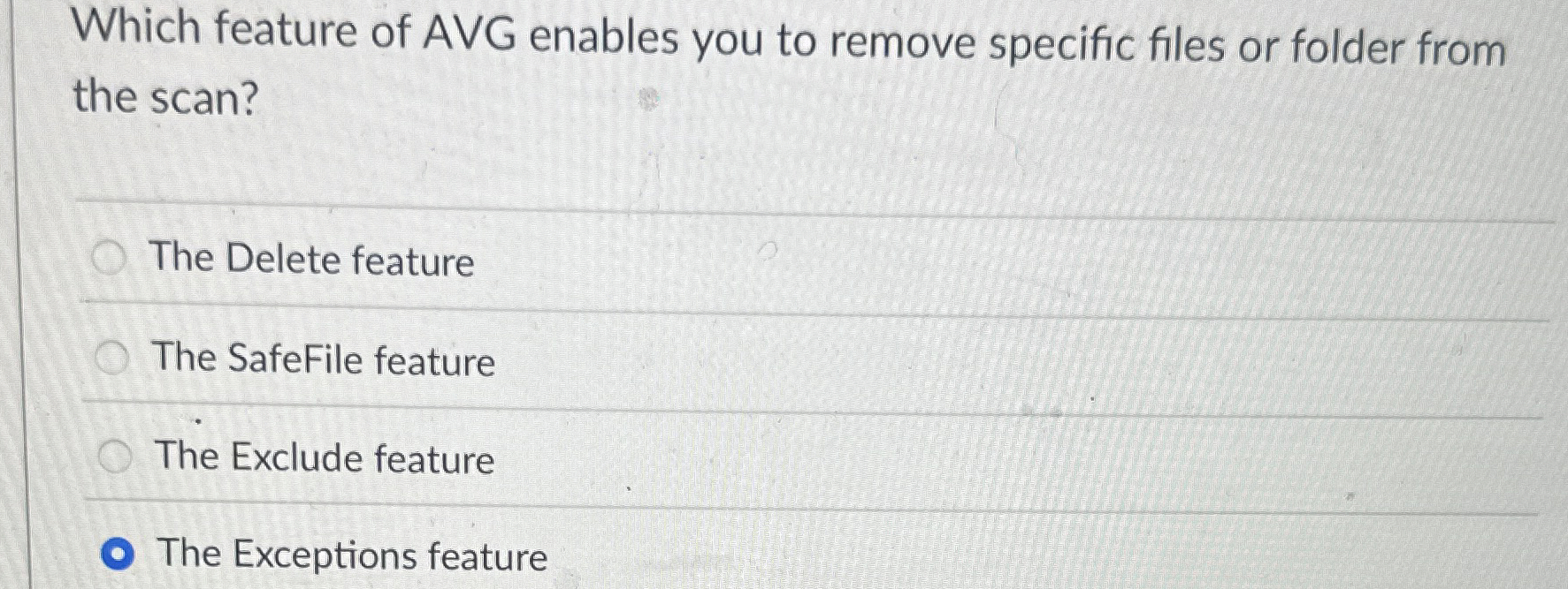 Which feature of AVG enables you to remove