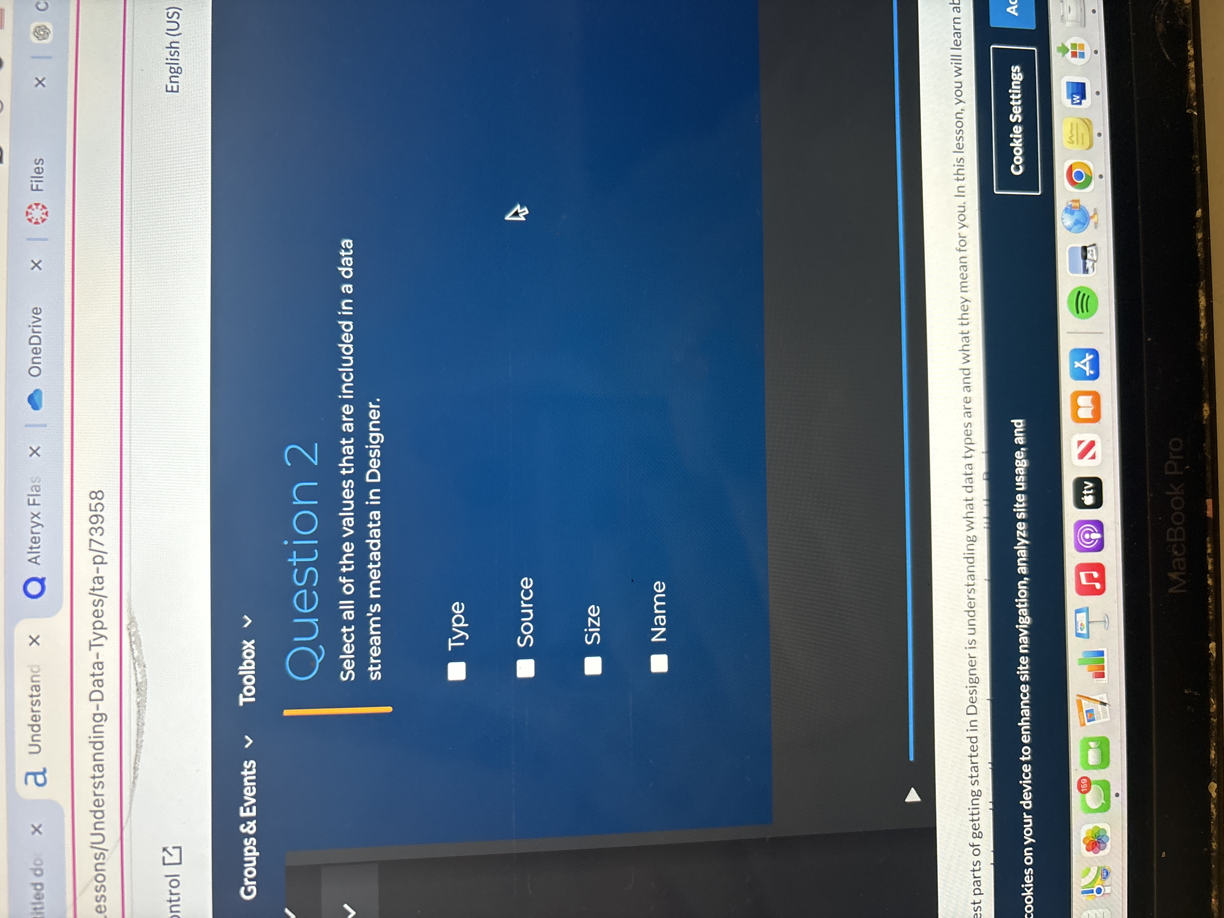 Question 2 Select all of the values that are