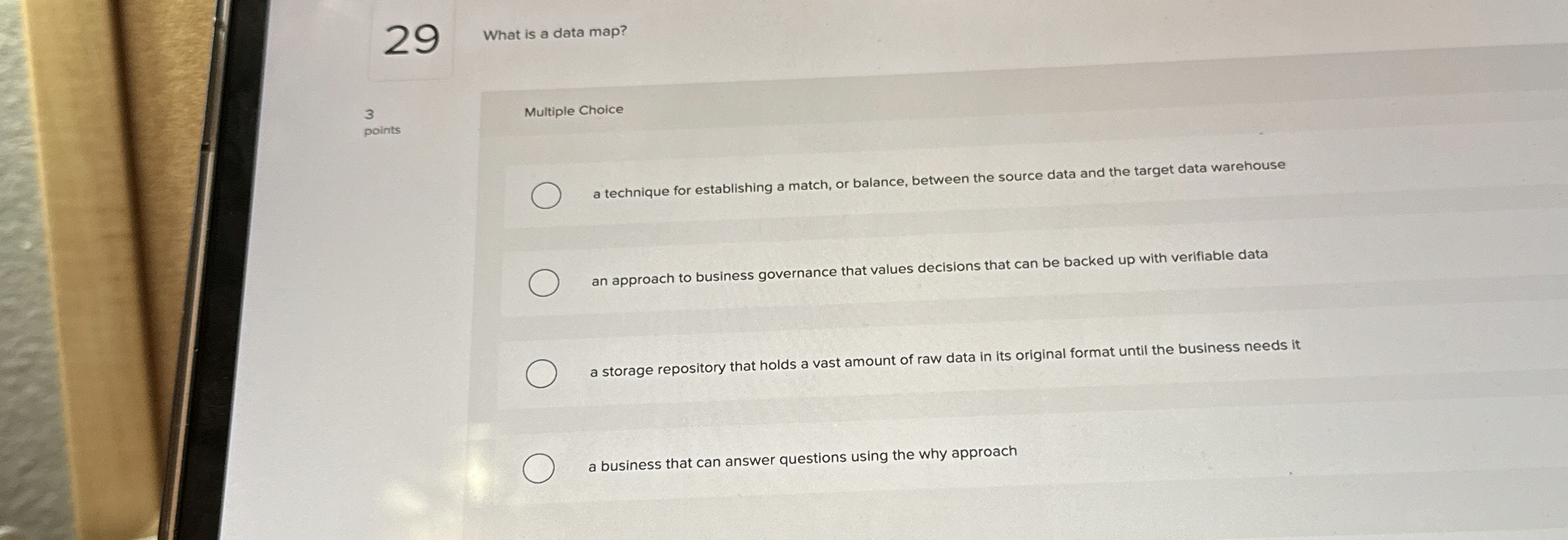 2 9 What is a data map? 3 Multiple Choice points