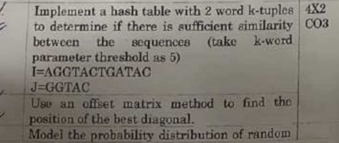 Implement a hash table with 2 word k - tuples to