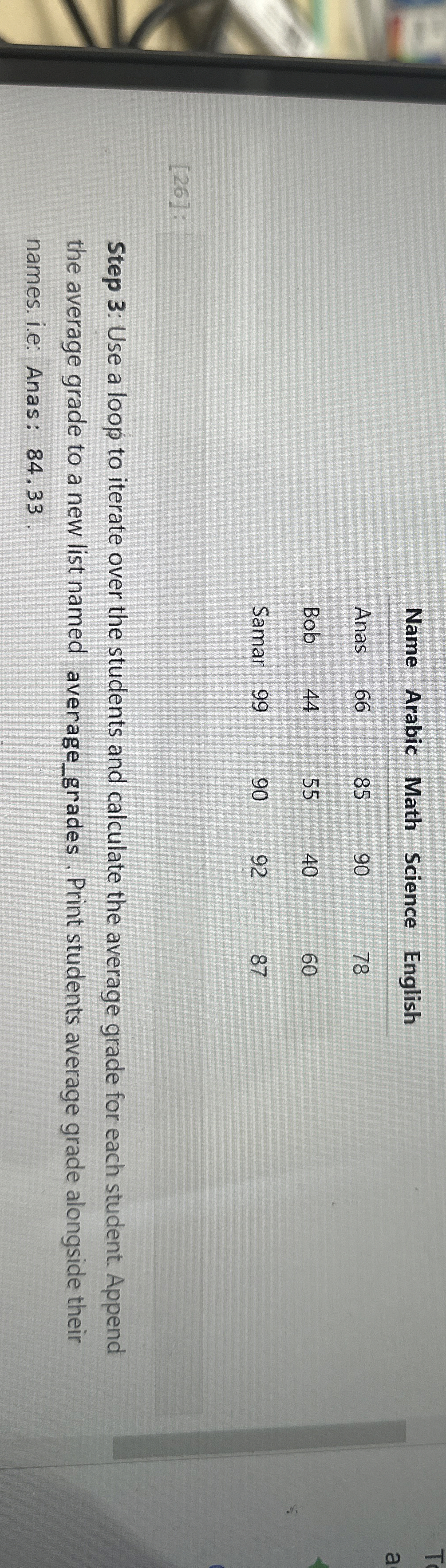 [ 2 6 ] : Step 3 : Use a loop to iterate over the