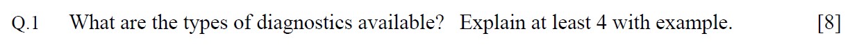 Q . 1 What are the types of diagnostics