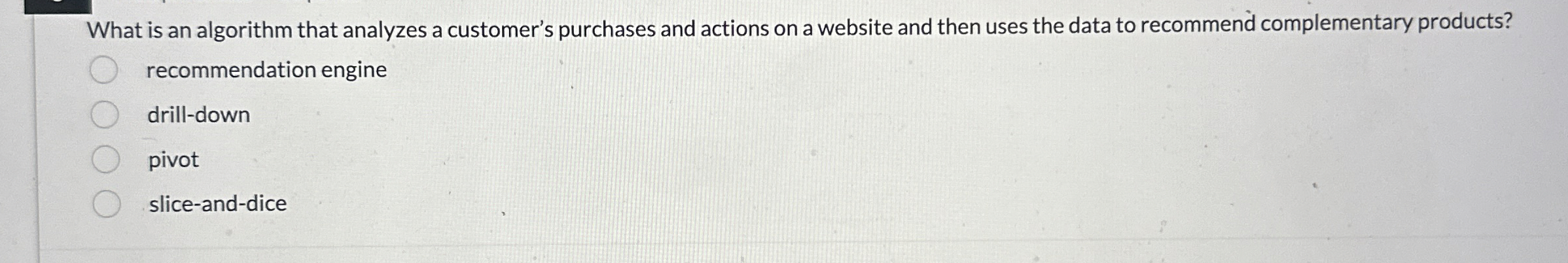 What is an algorithm that analyzes a customer's