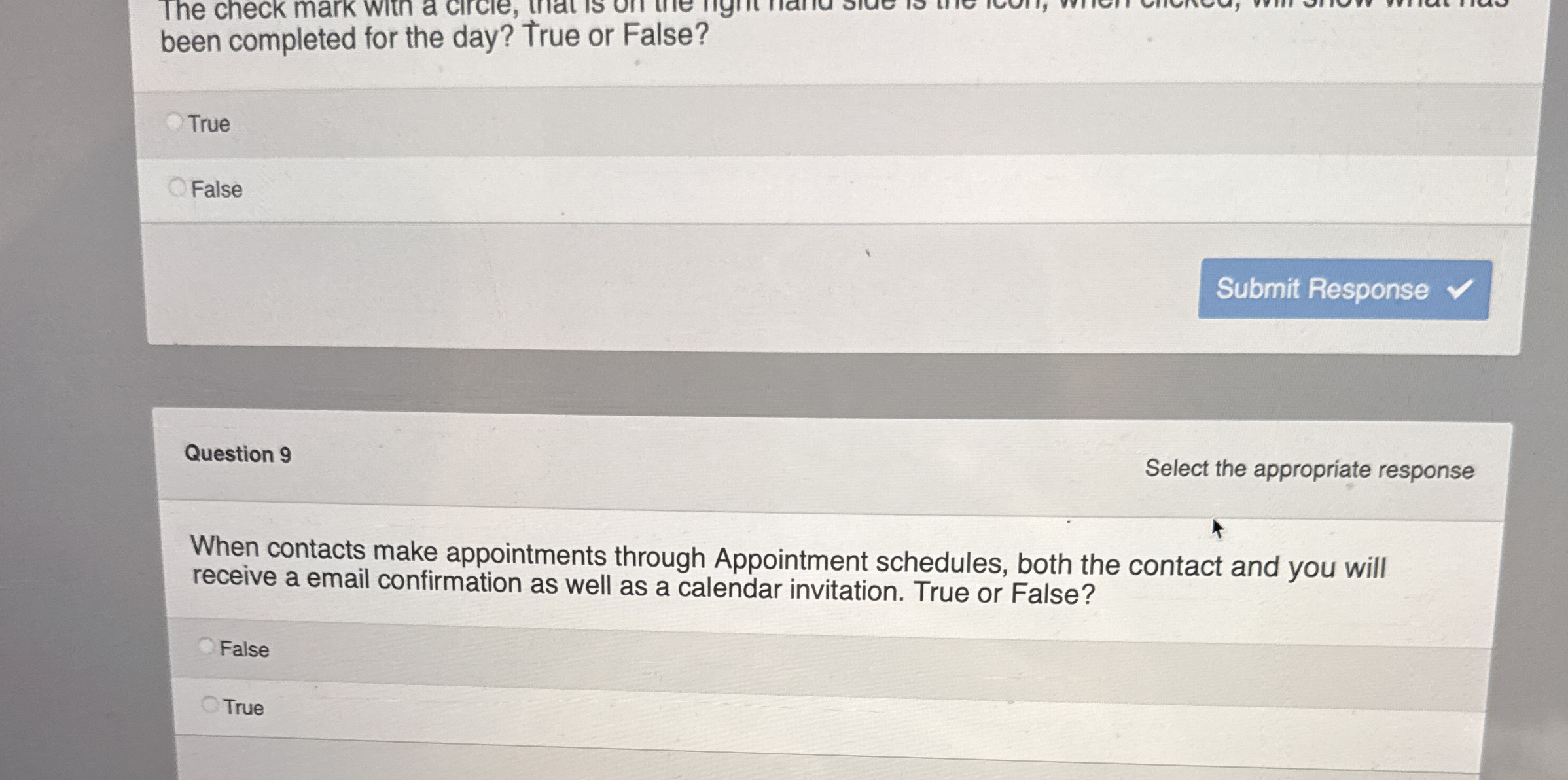 The check mark witn a circie, , been completed