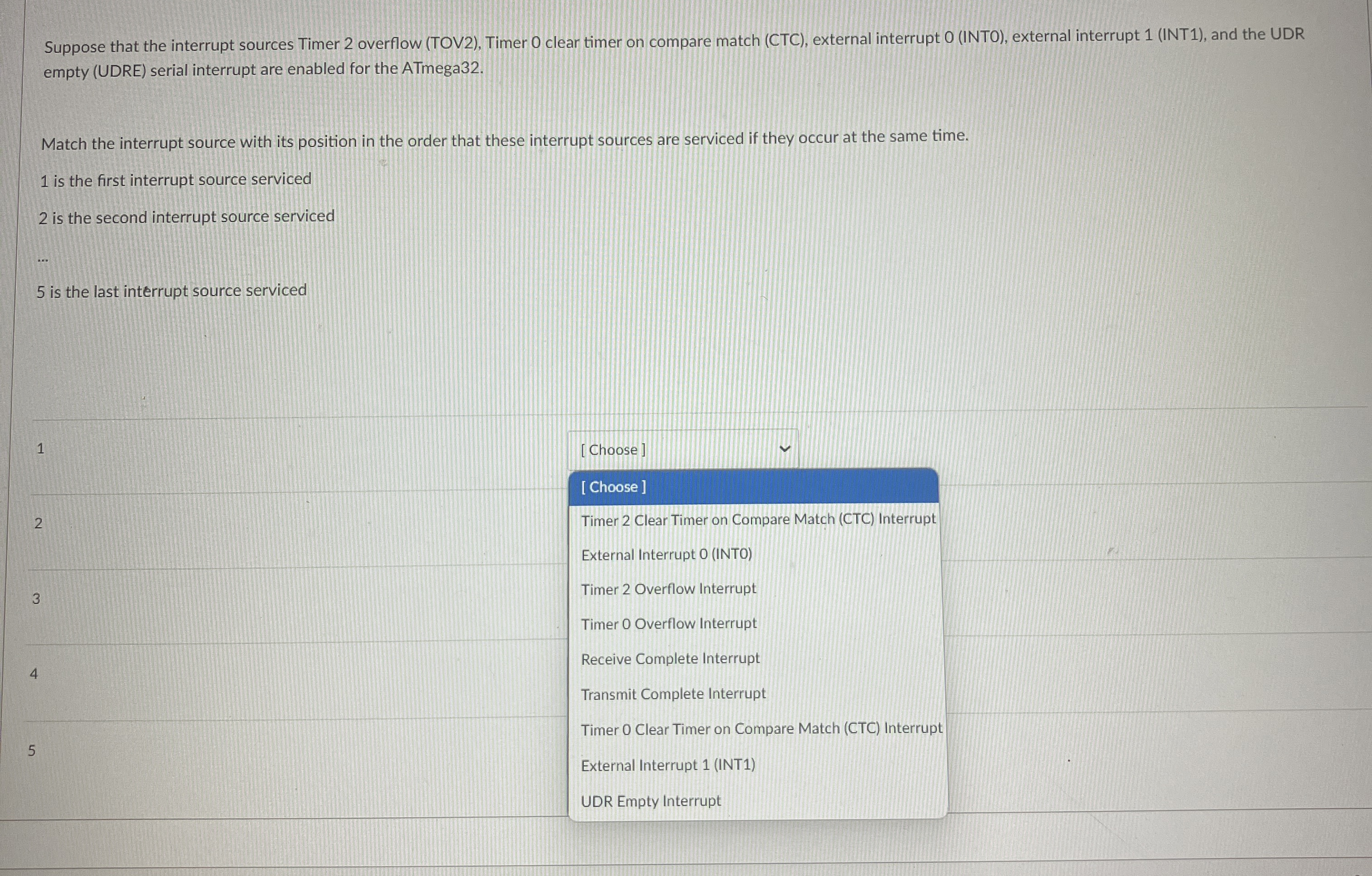 Suppose that the interrupt sources Timer 2