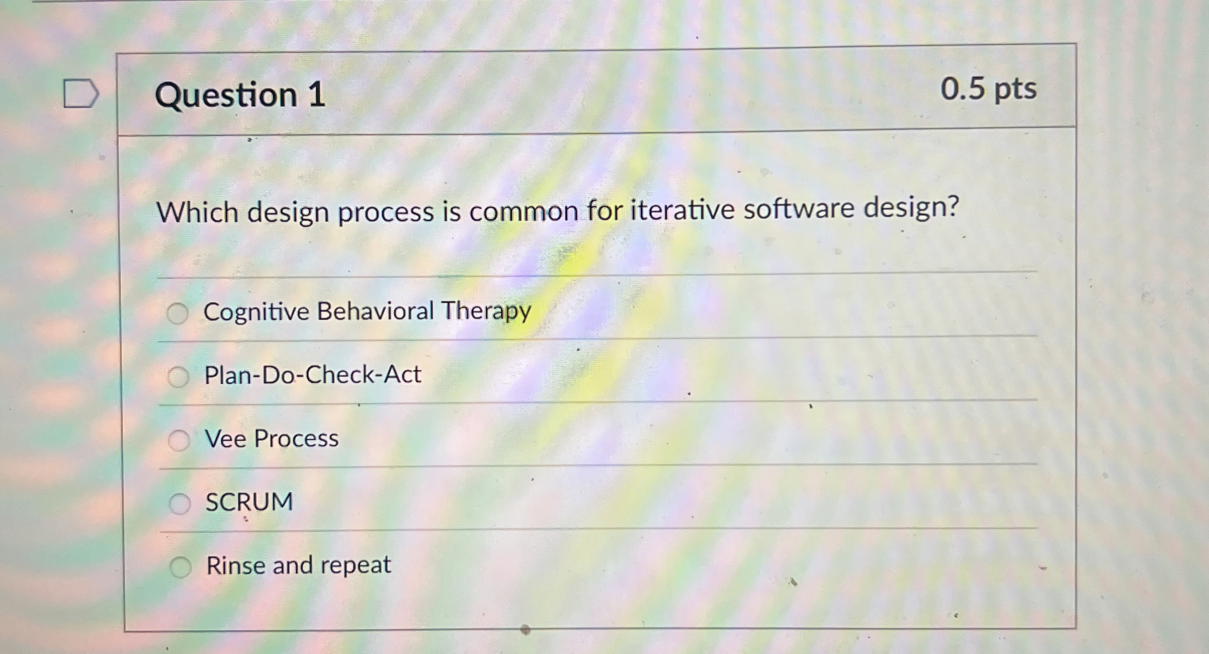 Question 1 Which design process is common for