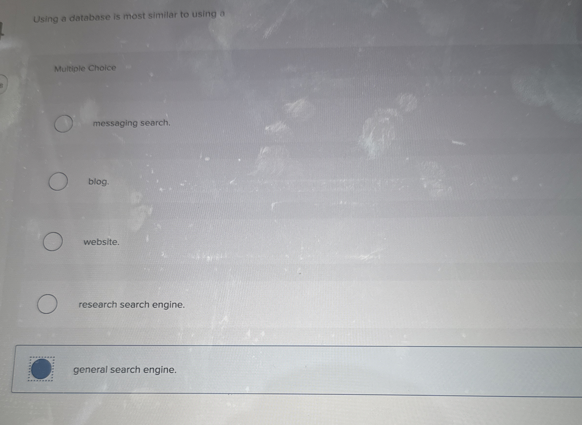 Using a database is most similar to using a