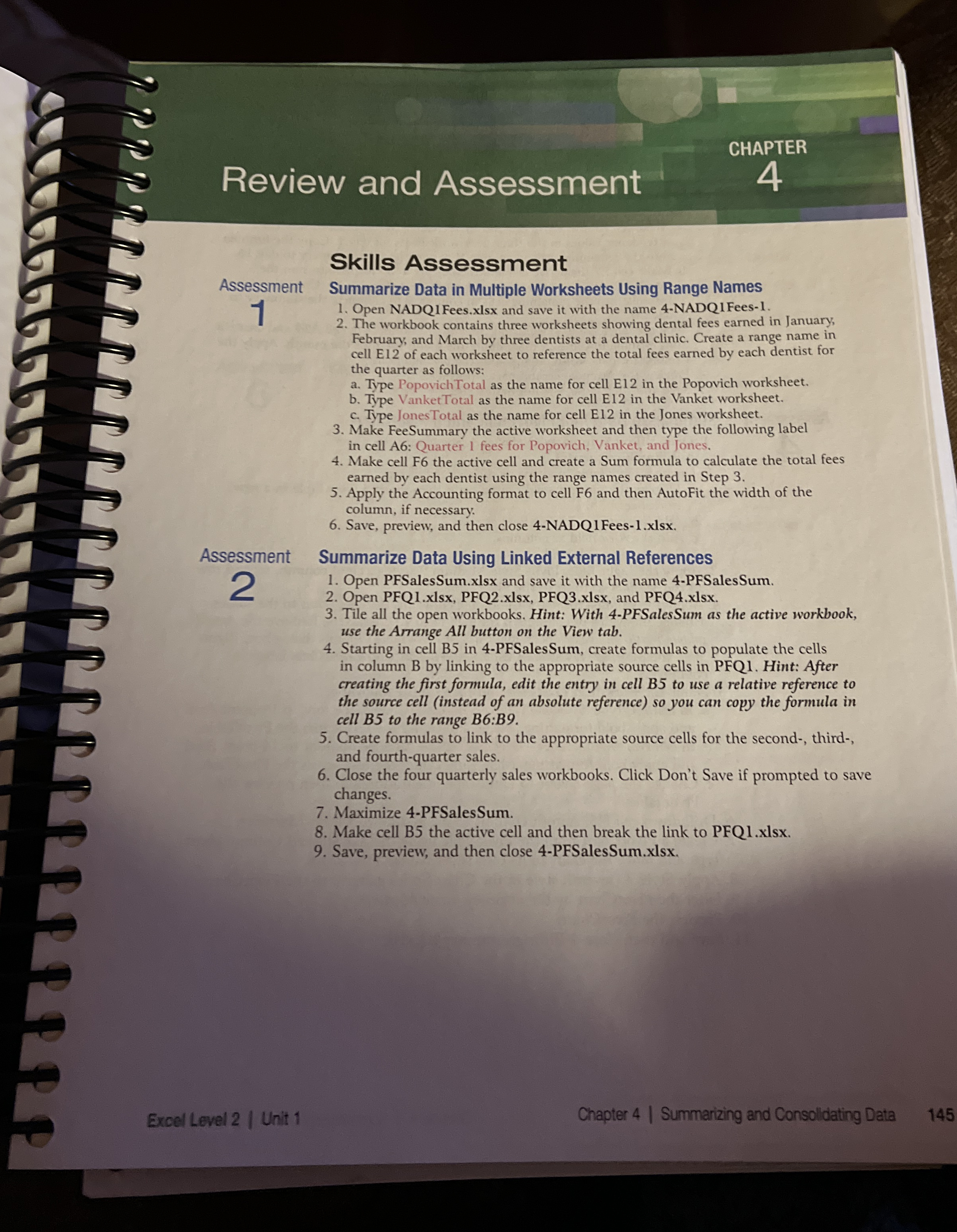 Review and Assessment CHAPTER 4 Skills Assessment
