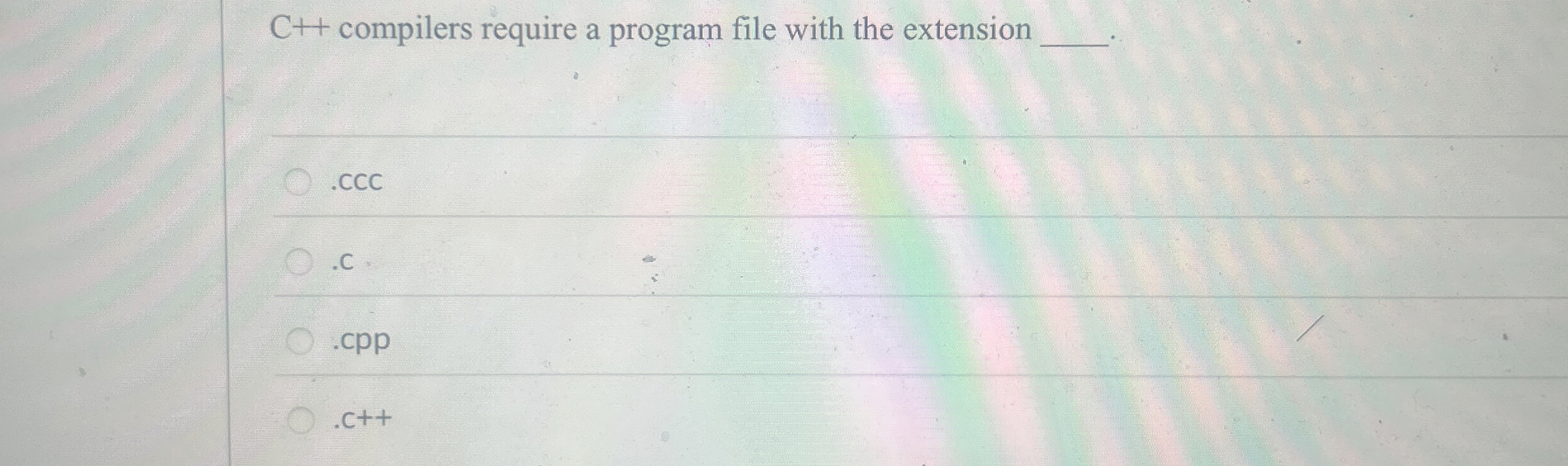 C + + compilers require a program file with the
