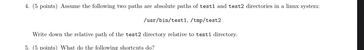 ( 5 points ) Assume the following two paths are