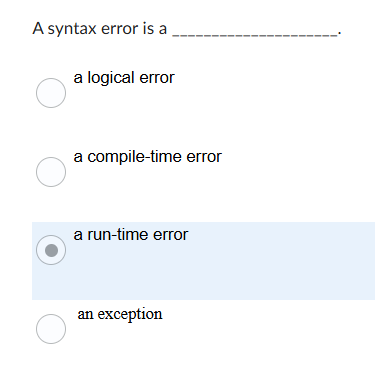 A syntax error is a a logical error a compile -
