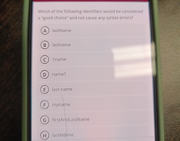 Which of the following identifiers would be