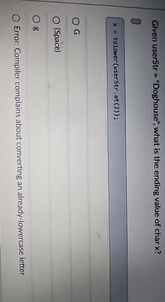 Given userStr = "Doghouse", what is the ending