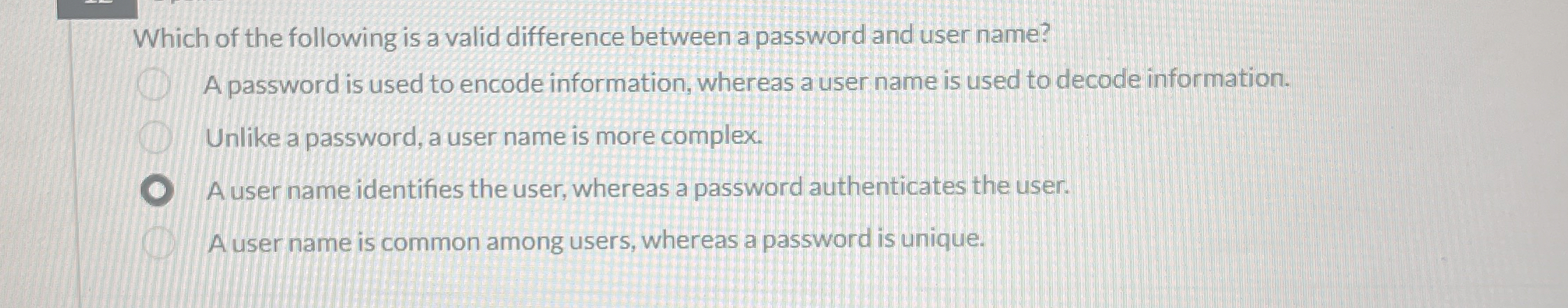 Which of the following is a valid difference