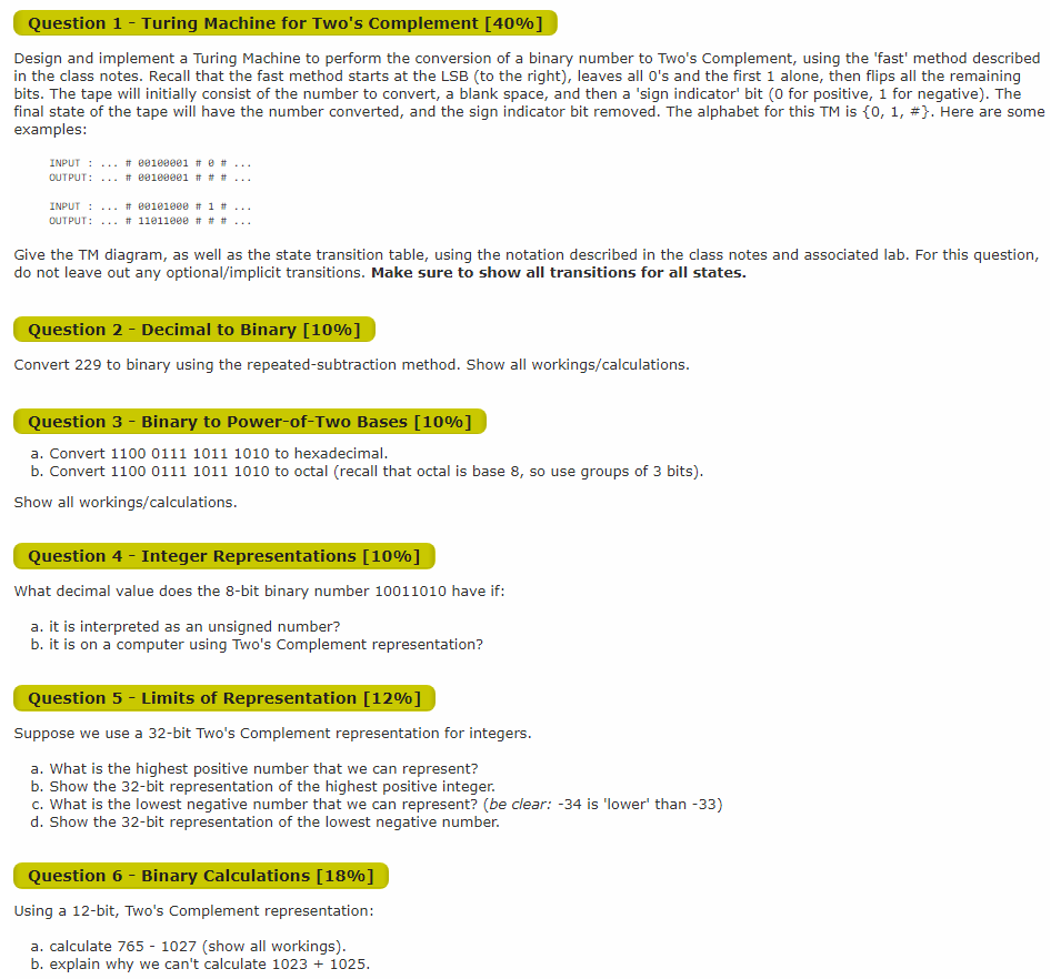 Assignment on Turing Machines and Number