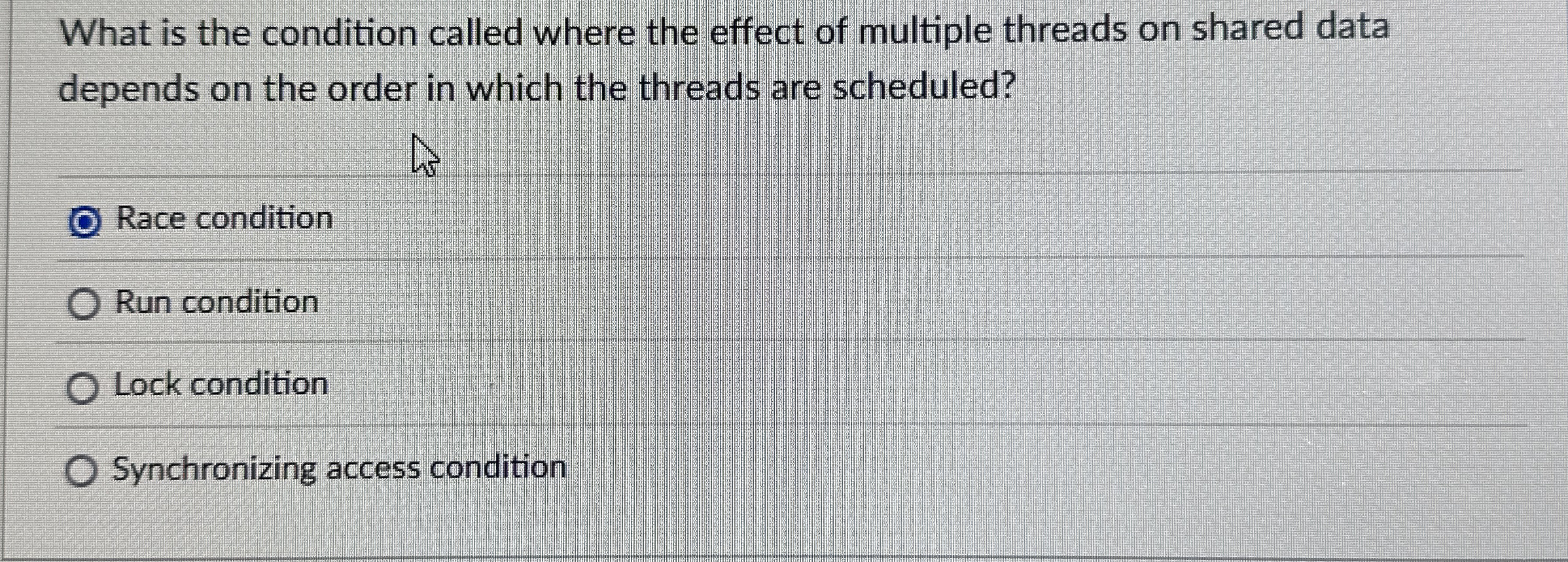 java - what is the condition called where the