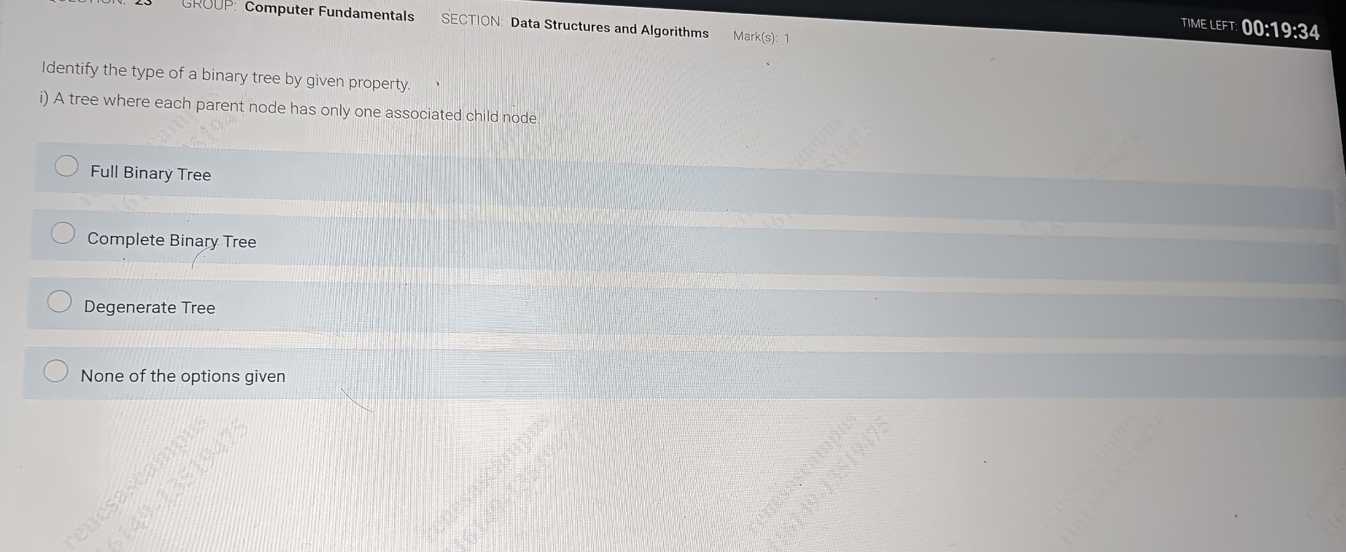 Identify the type of a binary tree by given