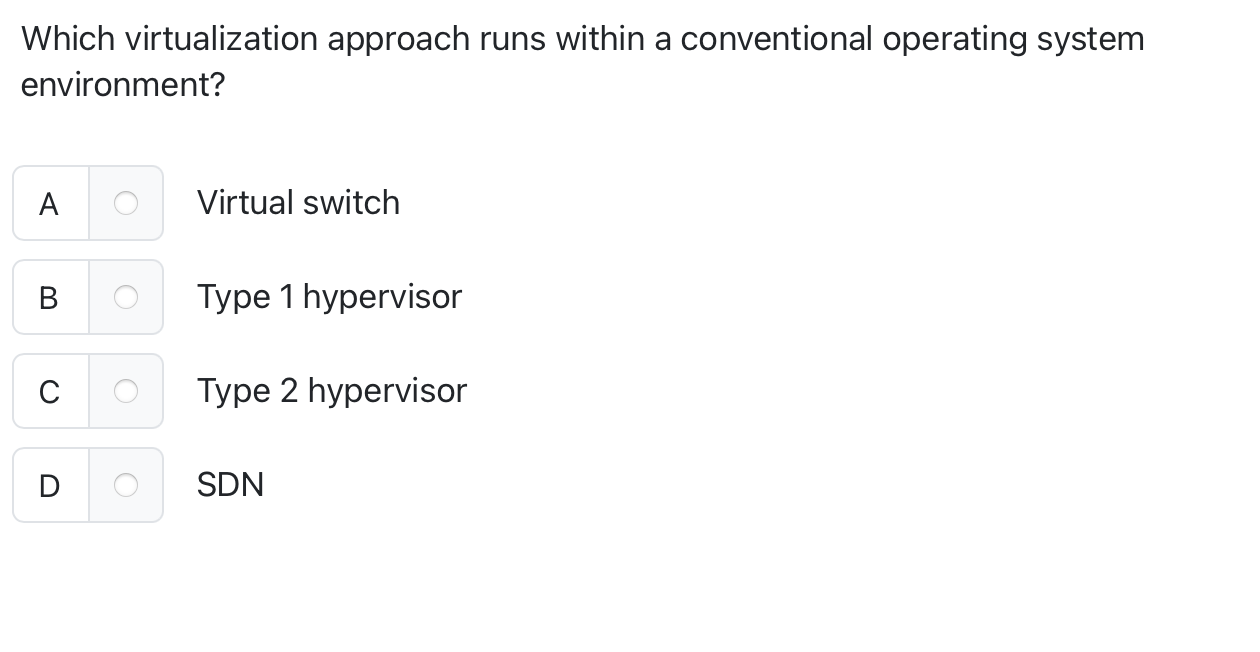 Which virtualization approach runs within a