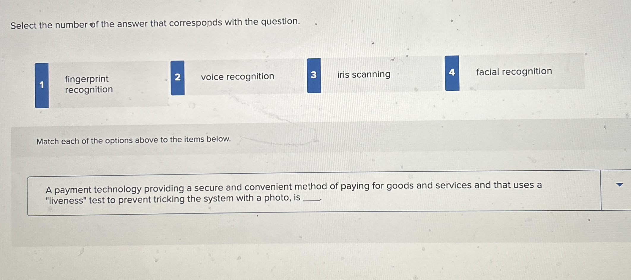 1 3 Select the number of the answer that