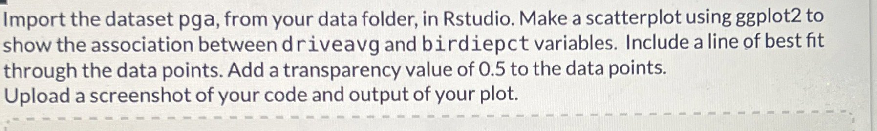 Import the dataset pga, from your data folder, in