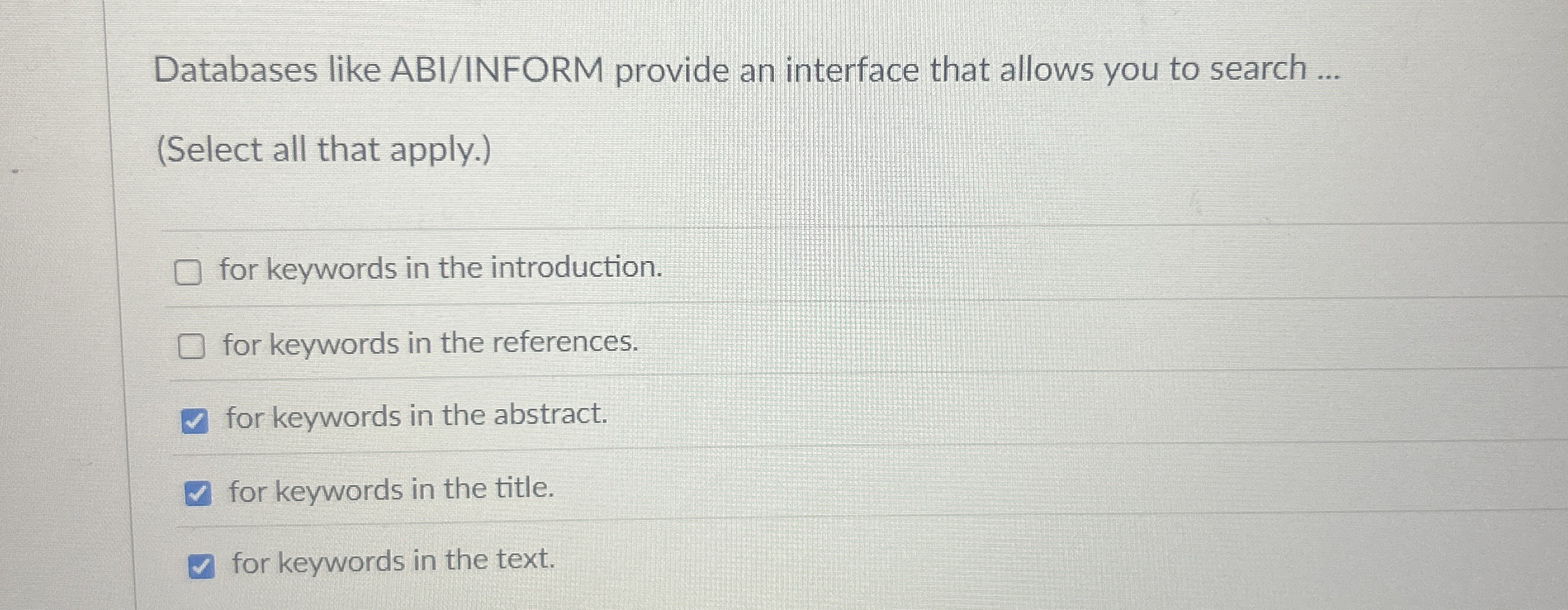 Databases like A B I ? INFORM provide an