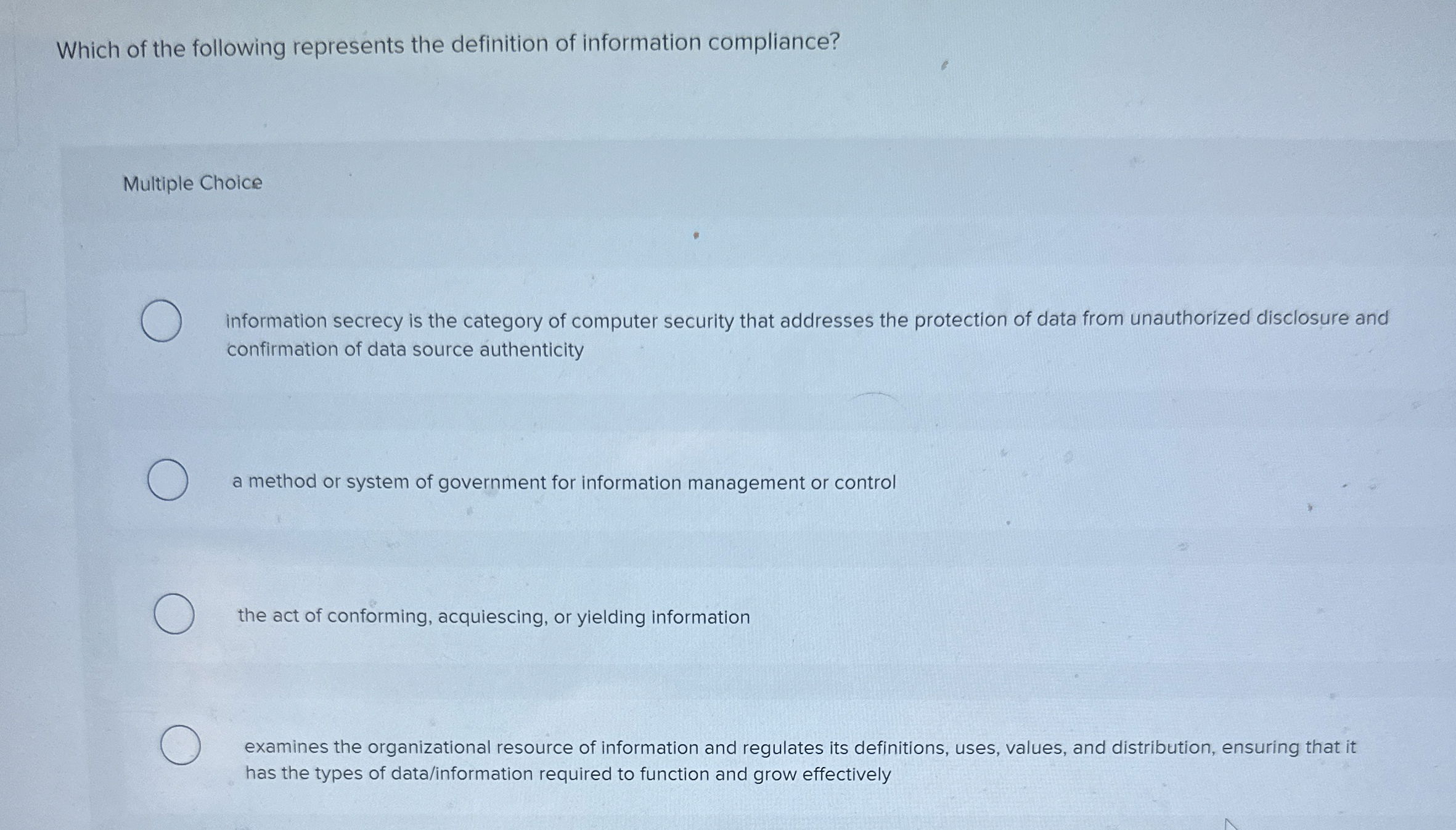 Which of the following represents the definition