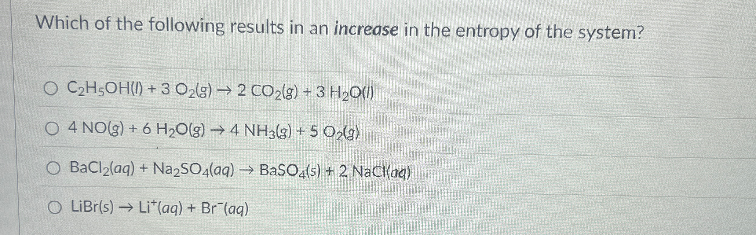 Which of the following results in an increase in