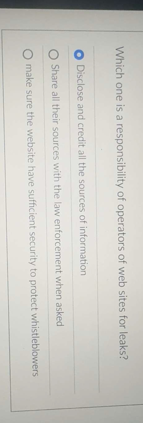 Which one is a responsibility of operators of web