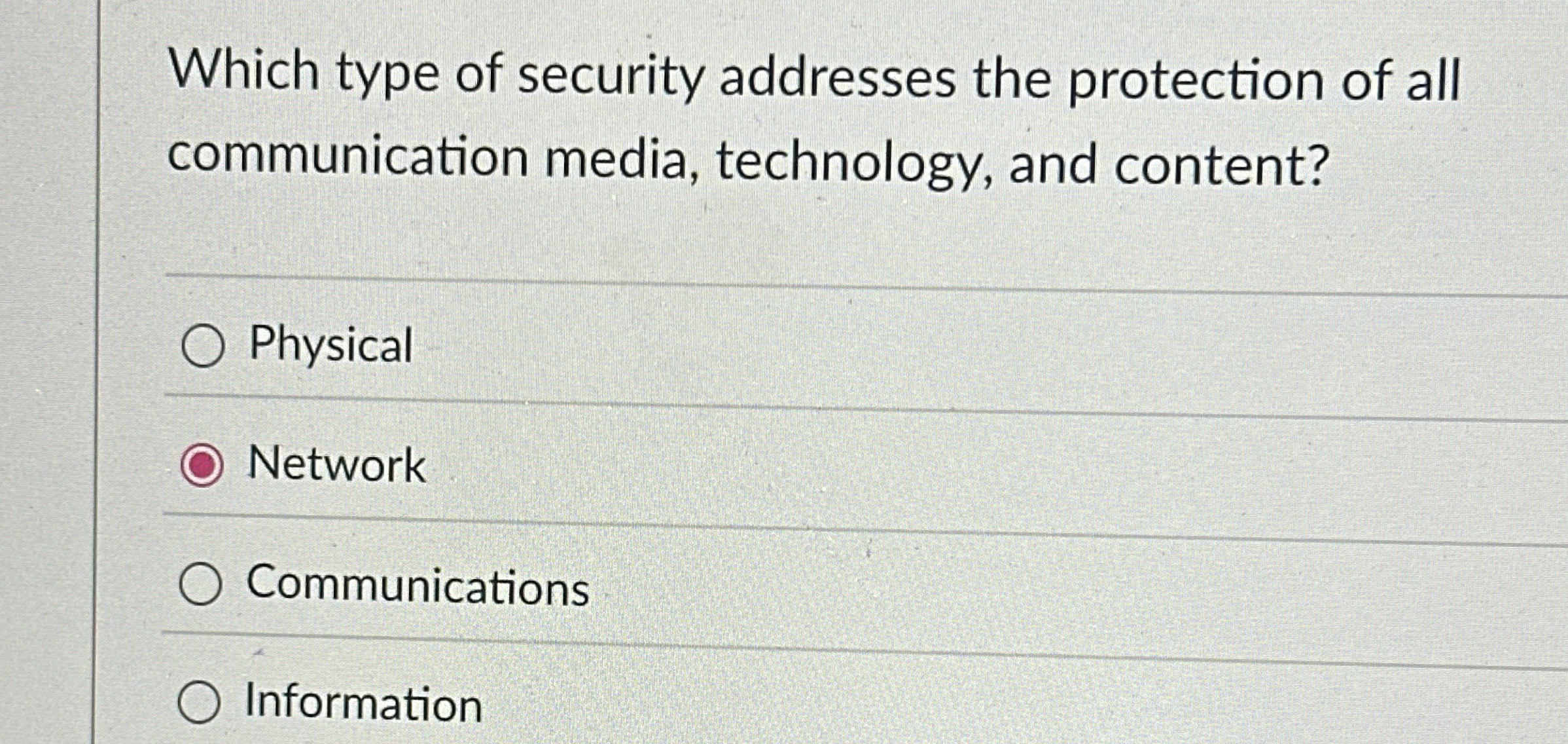 Which type of security addresses the protection