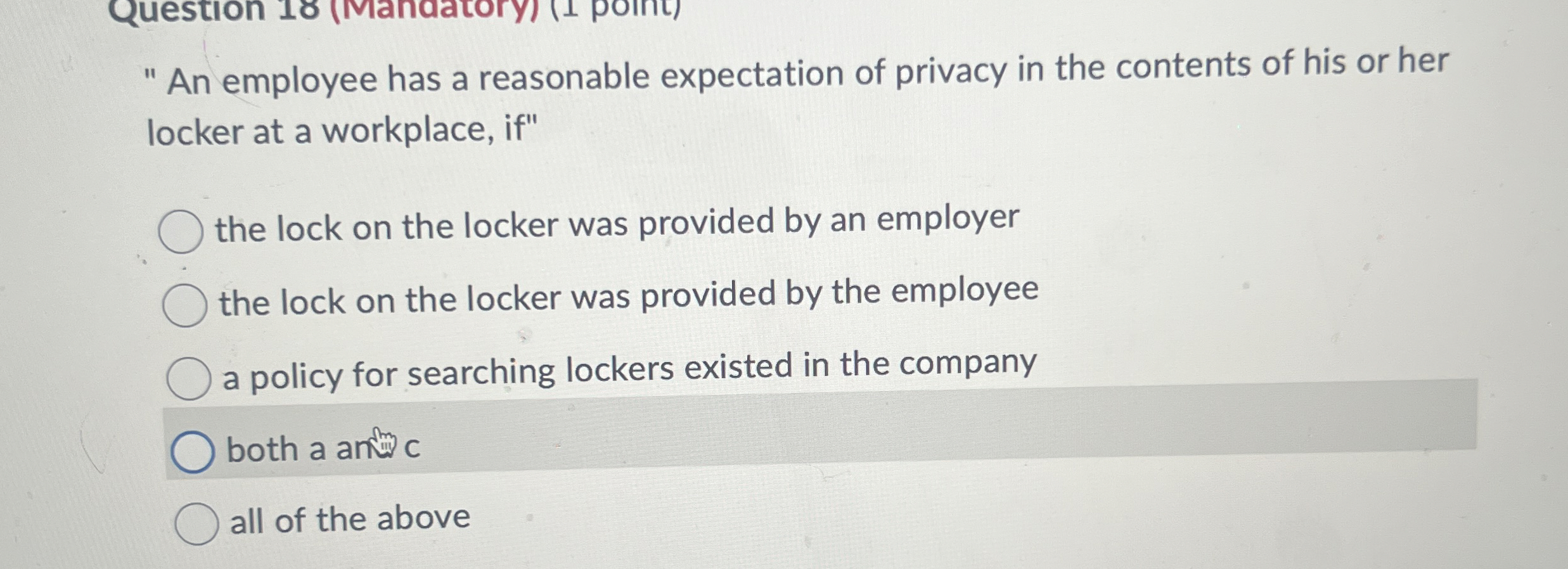 " An employee has a reasonable expectation of