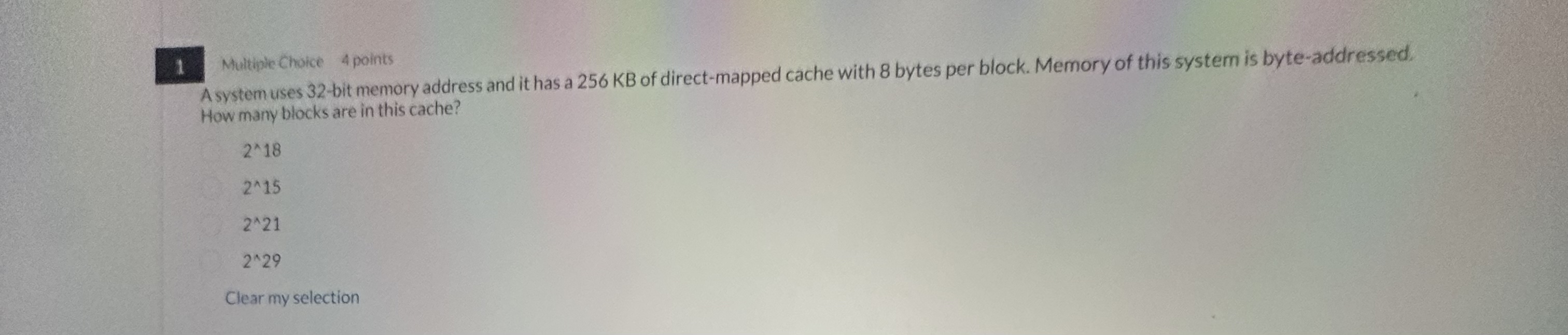 1 Multipie Choice 4 points Asystem uses 3 2 - bit