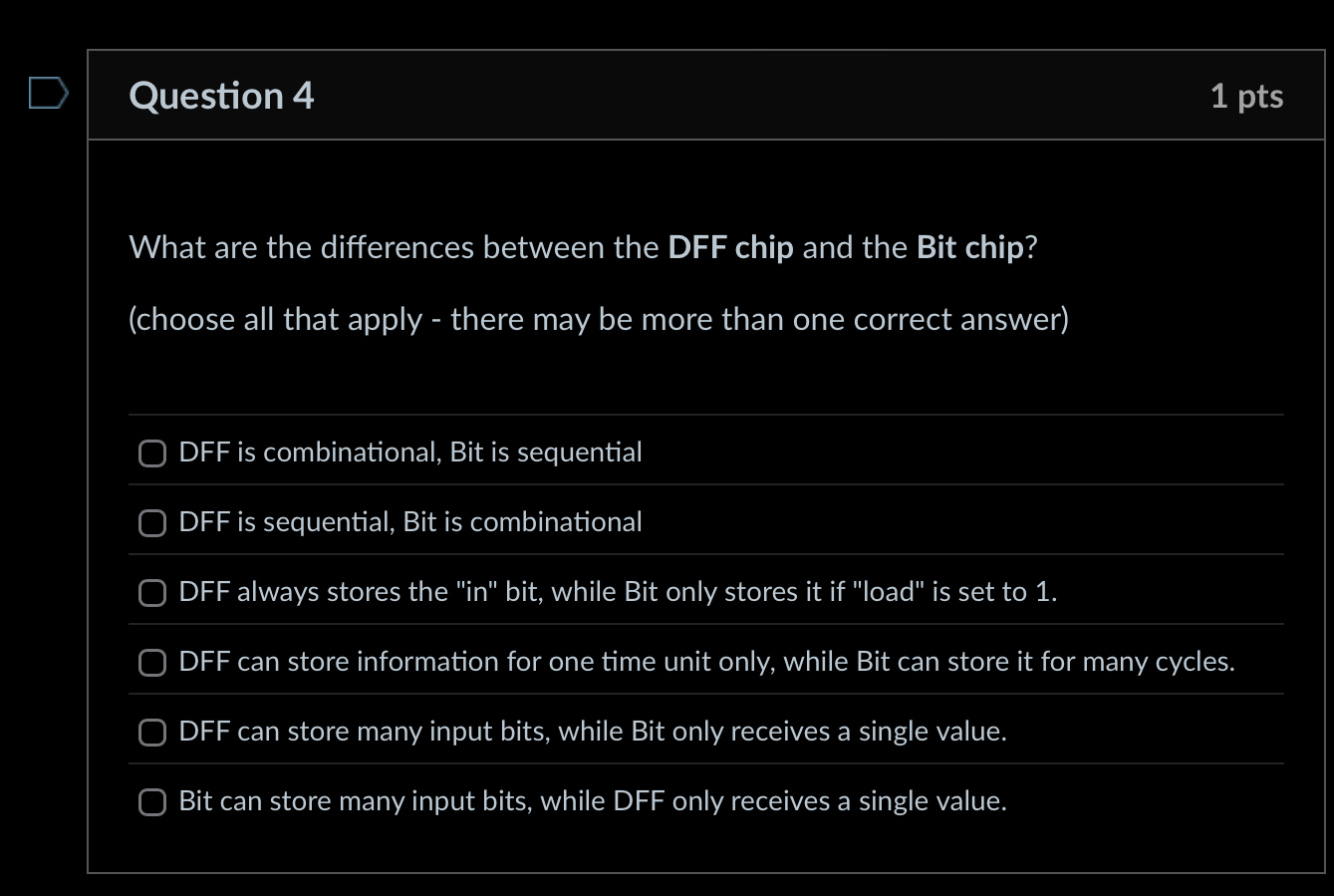 Question 4 1 pts What are the differences between
