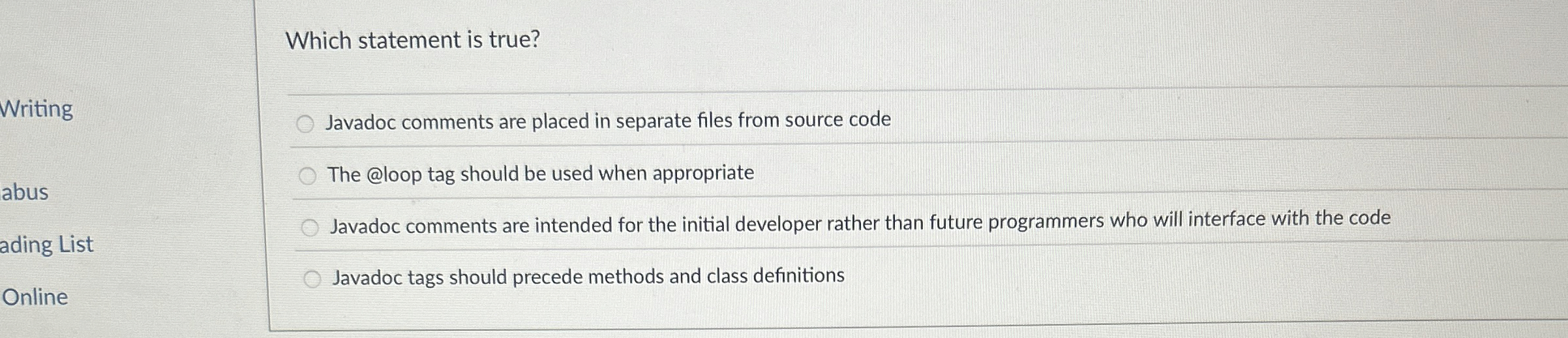 Which statement is true? Writing abus ading List