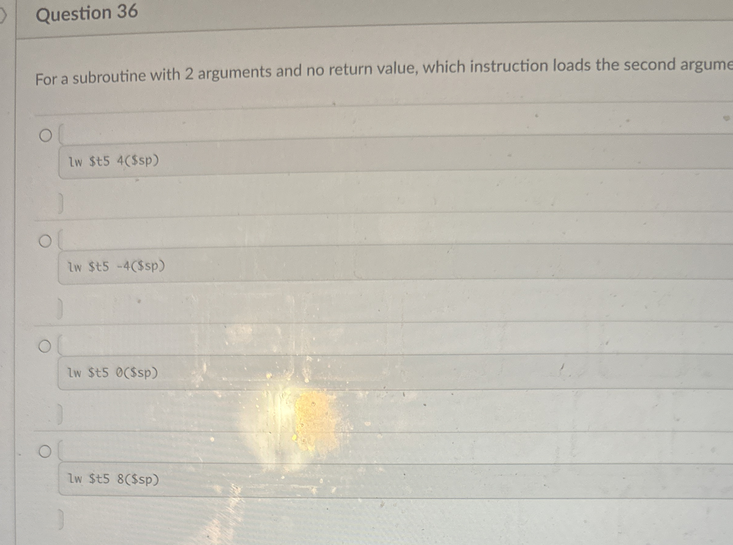 Question 3 6 For a subroutine with 2 arguments