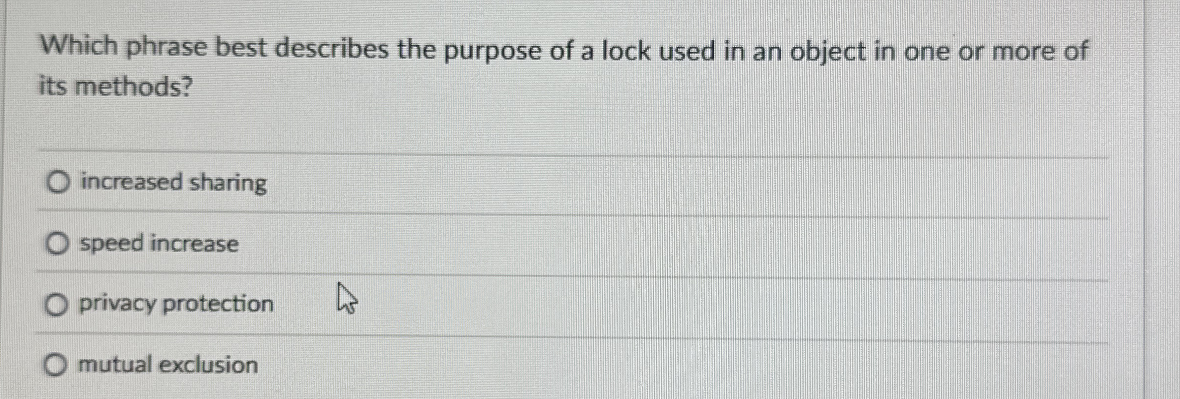 Java - Which phrase best describes the purpose of