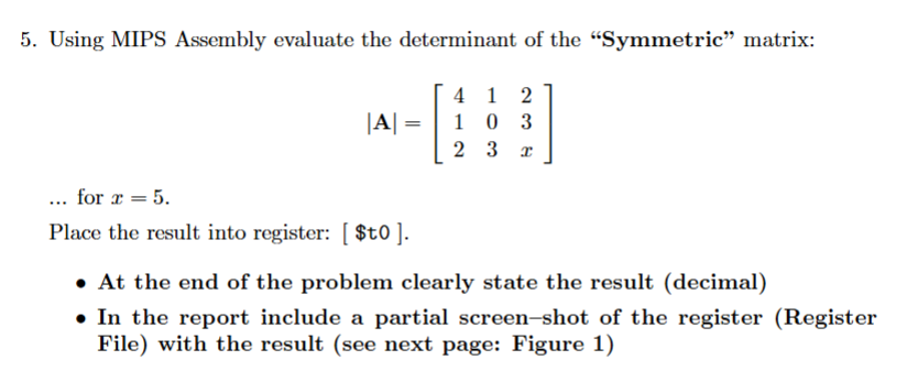 . . . for \ ( x = 5 \ ) . Place the result into