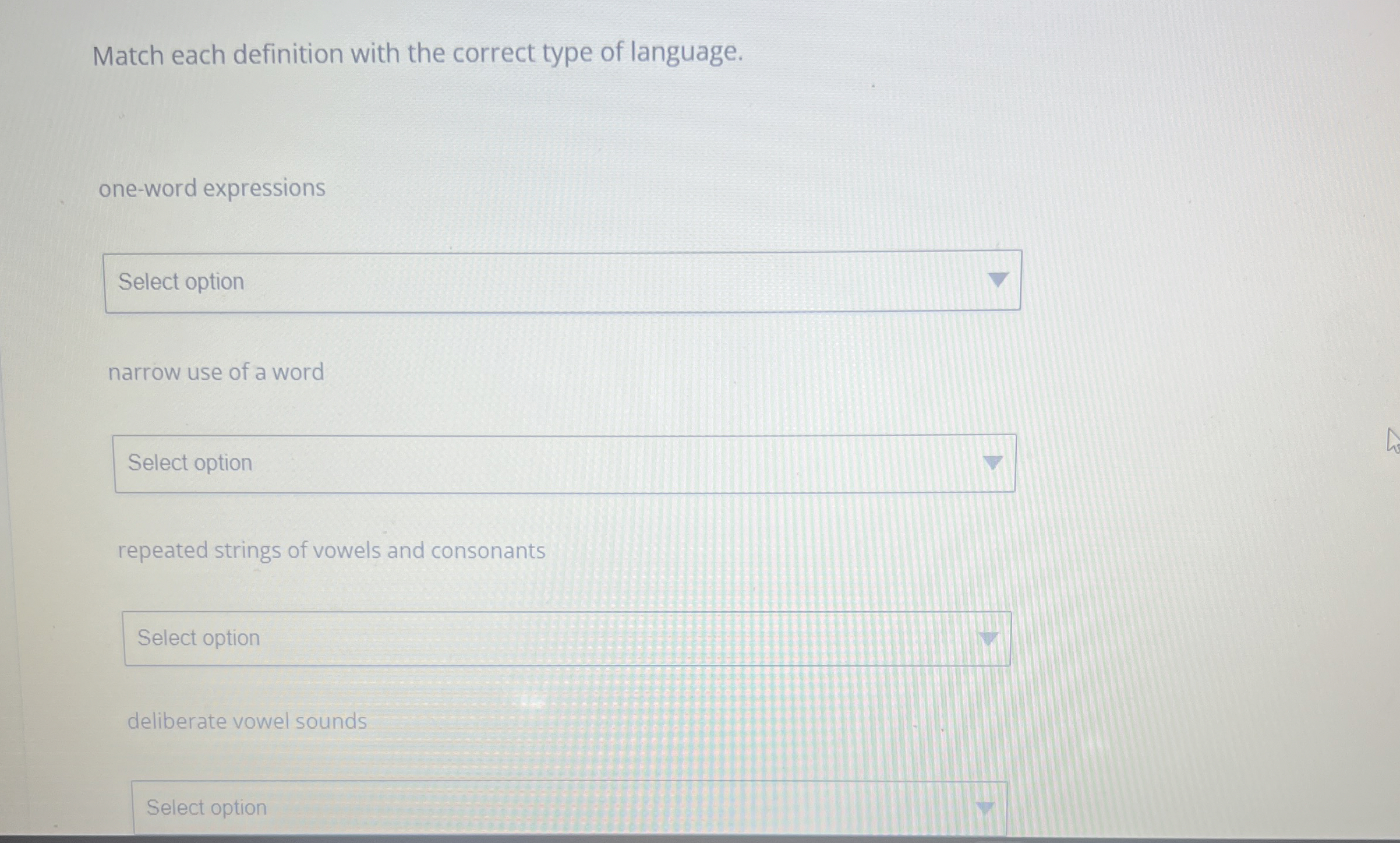 Match each definition with the correct type of