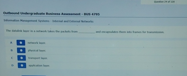 Question 2 4 of 1 2 0 Outbound Undergraduate