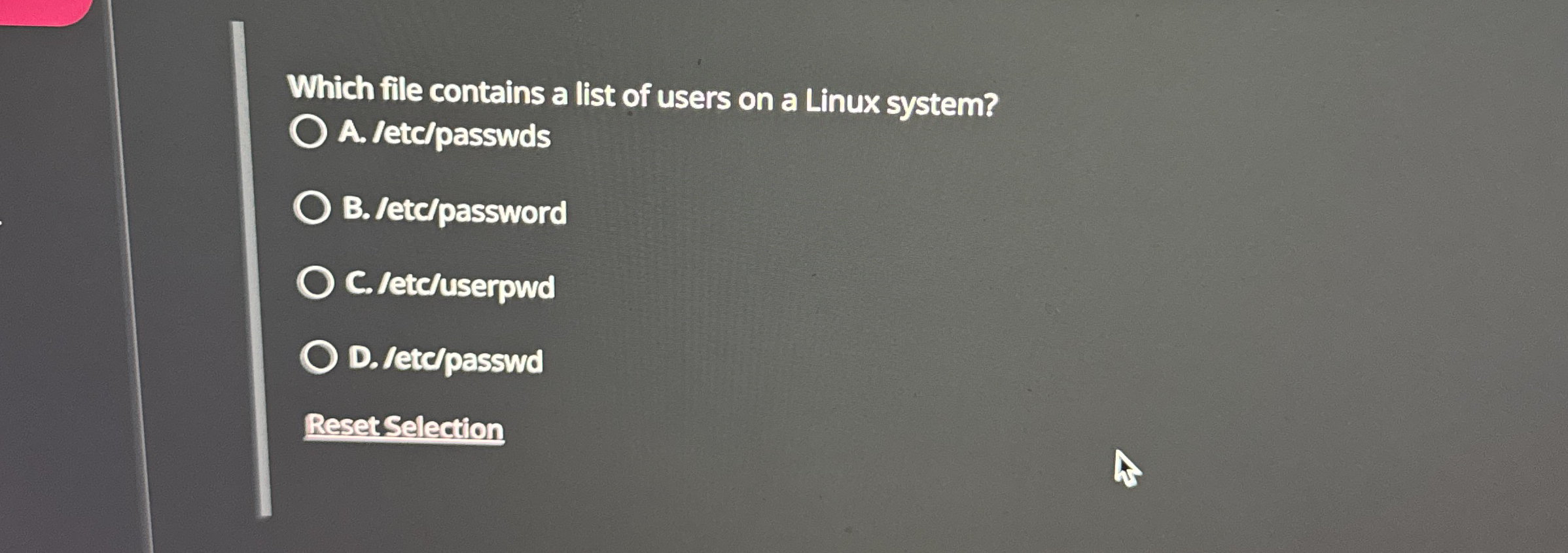 Which file contains a list of users on a Linux