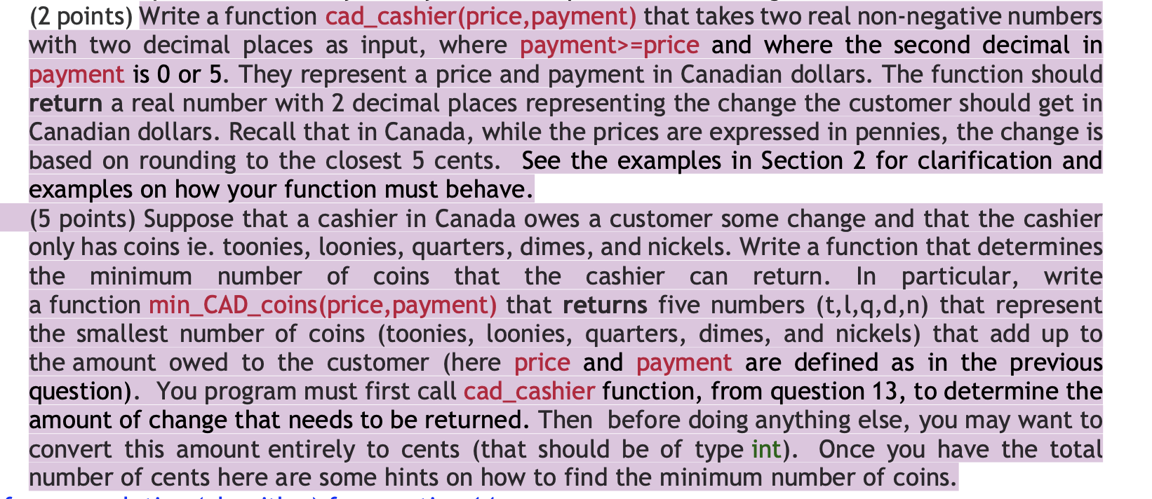 ( CANNOT USE LOOPS OR IF / ELSE STATEMENTS 2